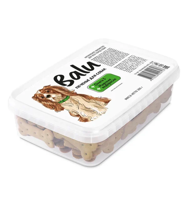 Печенье для собак BALU омега 3, морские водоросли, 200 гр